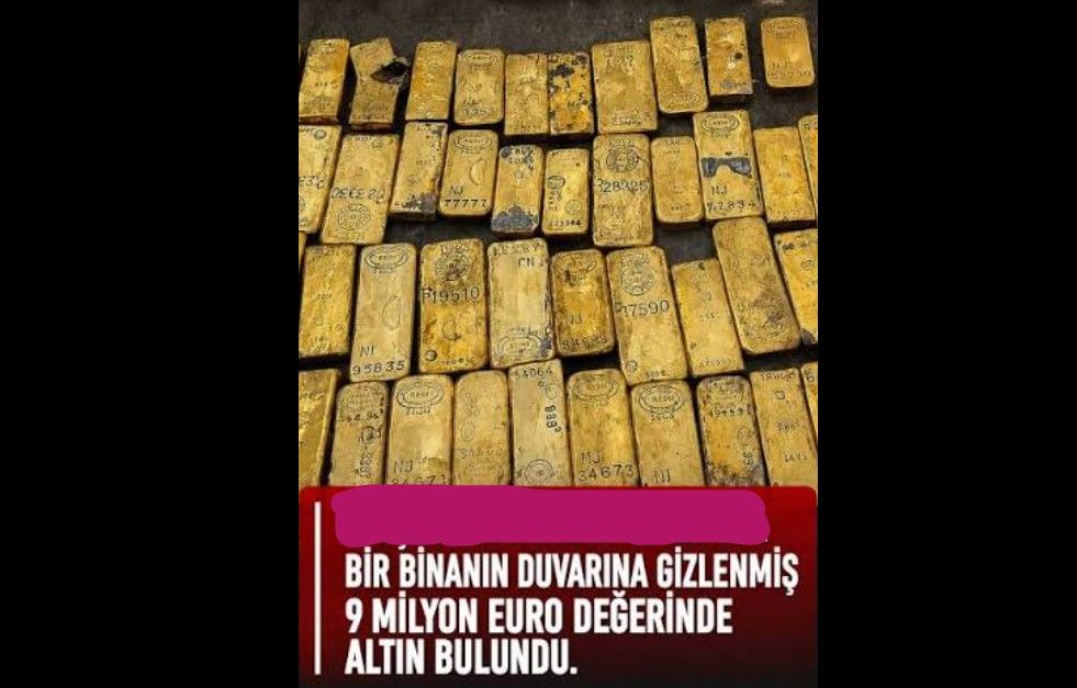 Evin tamirini yapan tamirci, 9 milyon euro değerinde altın buldu